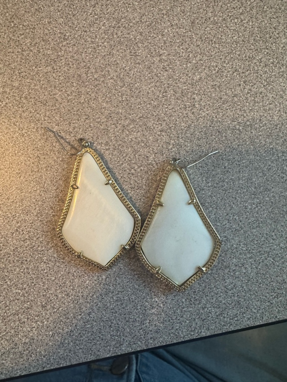 Kendra Scott Cream Stone Drop Earrings with Gold Frame